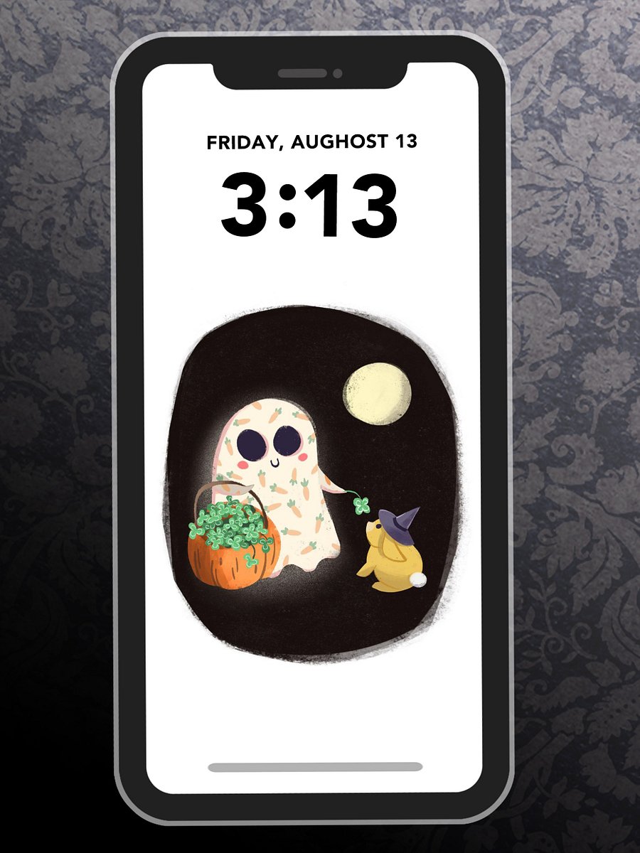 Little Ghost Magical Friends - Digital Wallpaper for Mobile Phone product image (1)