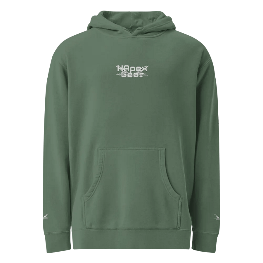 Pigment Dyed Hoodie - Embroidered - White HApex Gear Black Logo product image (4)