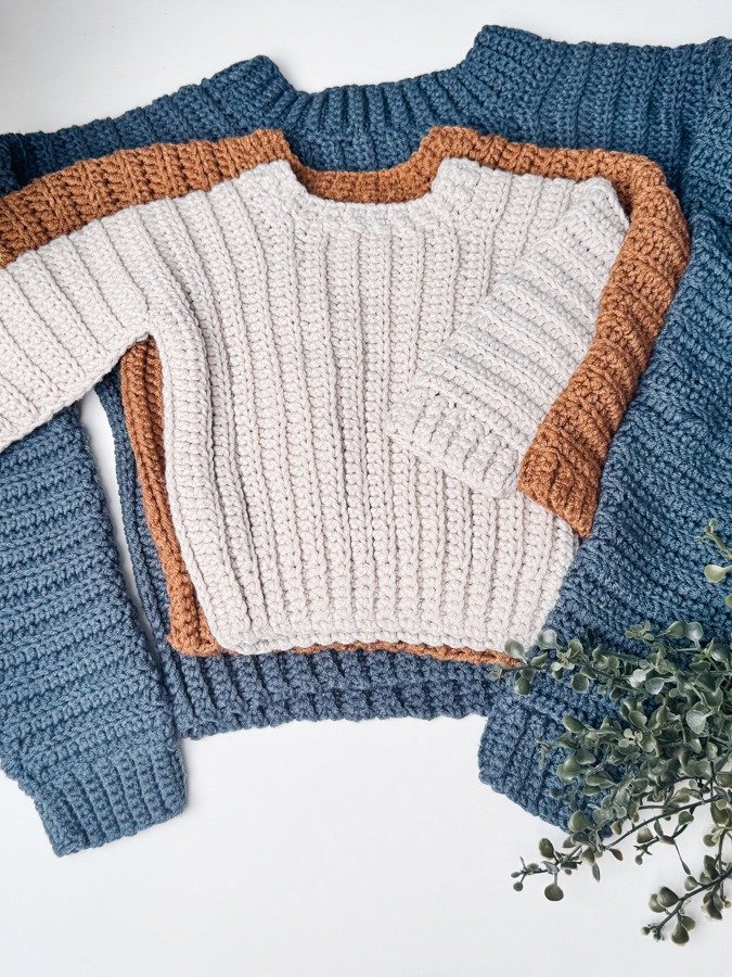 Easy Cuff to Cuff Crochet Child Sweater Pattern - Made in One Piece! product image (1)