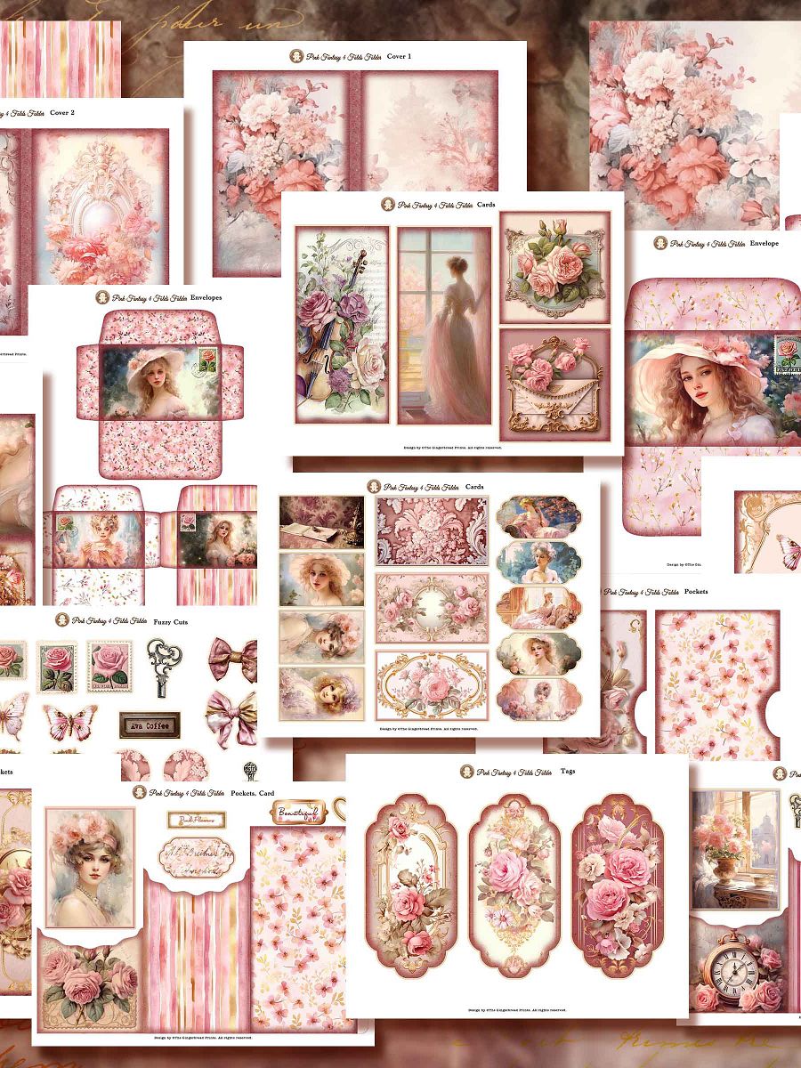 Pink Fantasy Folio Printable Kit Digital Download product image (4)