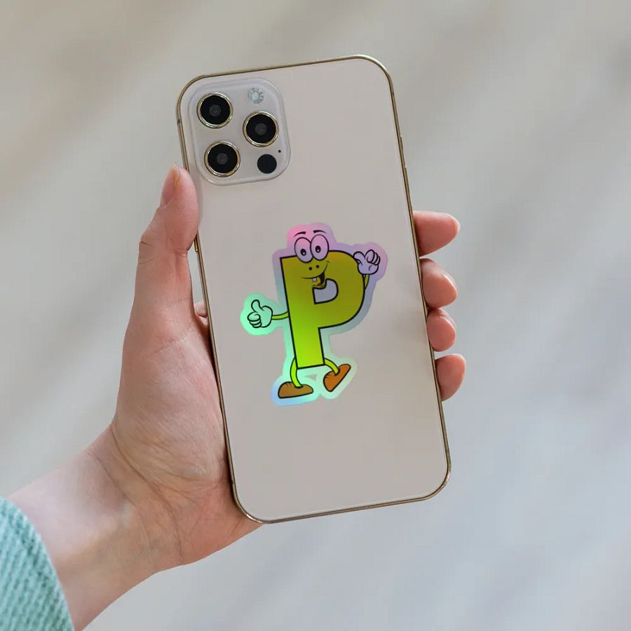 P Letter Cartoon Character Holographic Sticker product image (8)