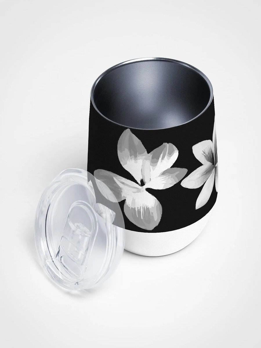 Volcanic Ash Caribbean Flower Print | Wine Tumbler 12oz Double-Wall Vacuum Seal product image (3)