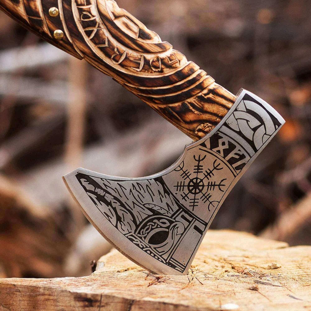 Hand-Forged Viking Axe – Helm of Awe Edition product image (4)