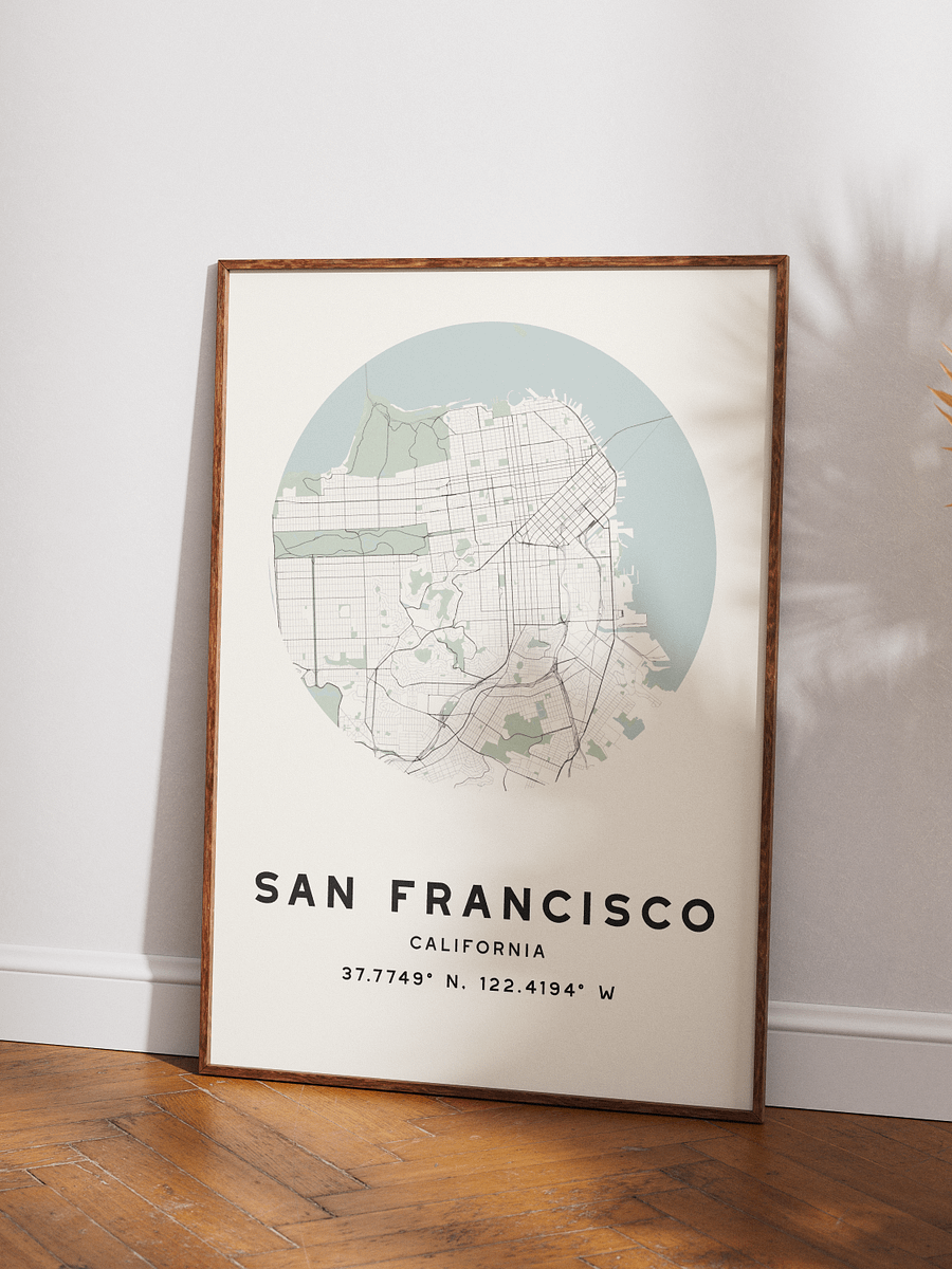San Francisco Street Map Poster – Beige Minimalist Circular City Art product image (3)