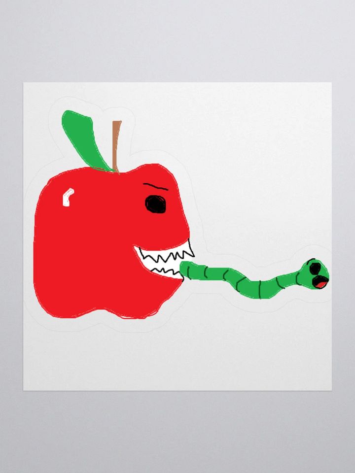 Apple Eating Worm Sticker product image (1)