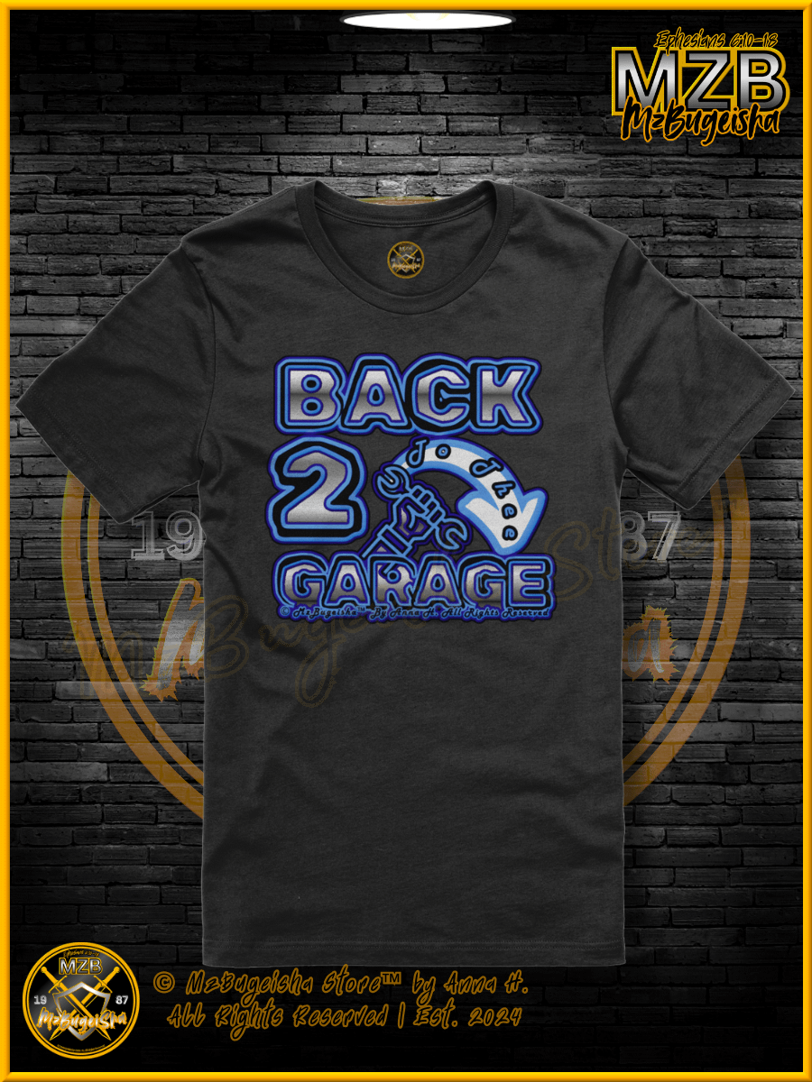 T-Shirt - MzBugeisha™ "Back 2 (To Thee) ---> Garage™" [V1] (blue-chill)" Comfort T-Shirt By Anna H. product image (1)