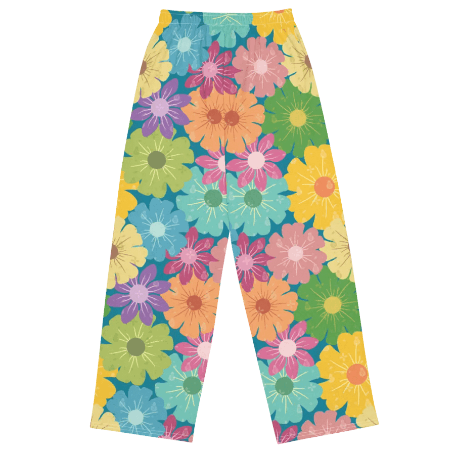 Vibrant Daisy Floral Design Wide-Leg Pants product image (2)