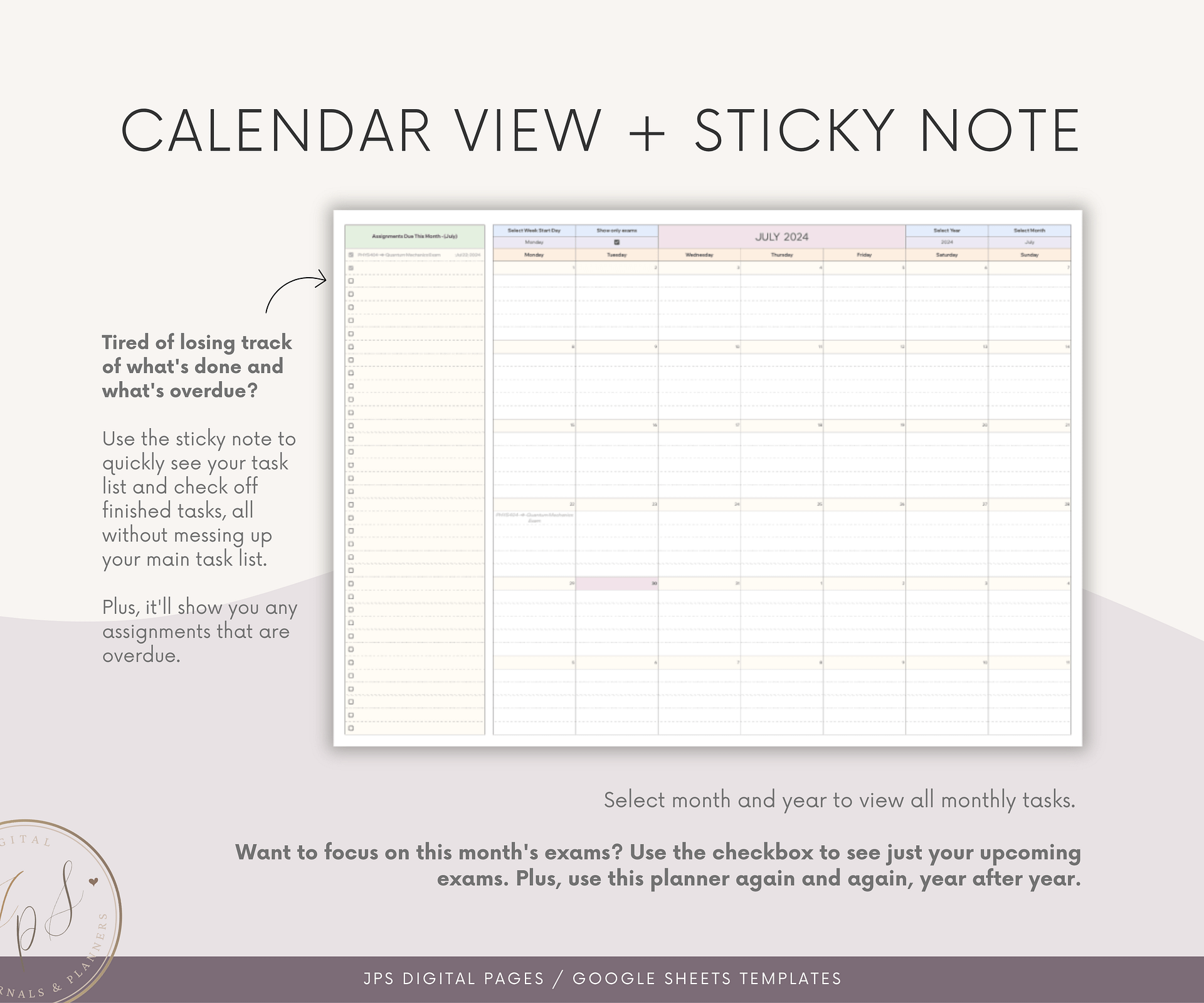 Assignment Tracker Spreadsheet, Google Sheets Template, Exam Grade Task Tracker, College & University Student Planner product image (7)