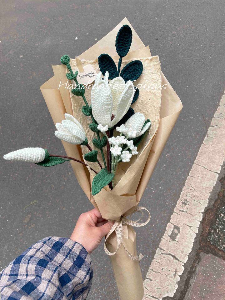 White Magnolia Crochet Knit Bouquet product image (2)