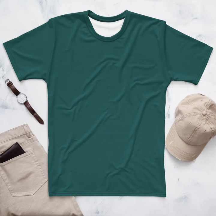 Plain Teal Green Soft Summer Men's Crewneck Polyester Heavyweight Premium T-Shirt by Treasure Pie product image (1)