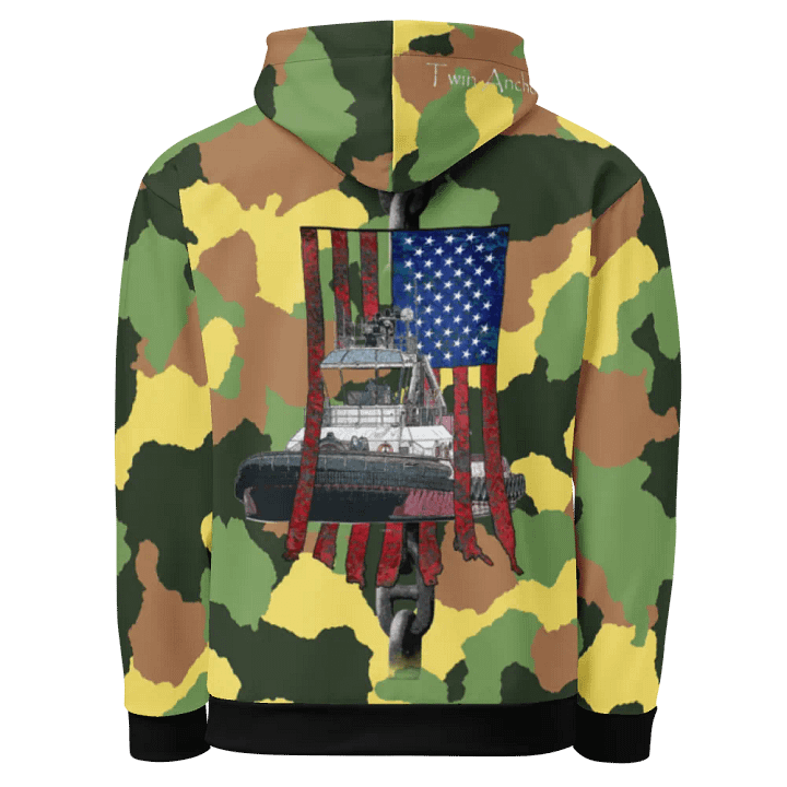 Green Camouflage Chain Athena Tug & CE Flage Hoodie product image (1)