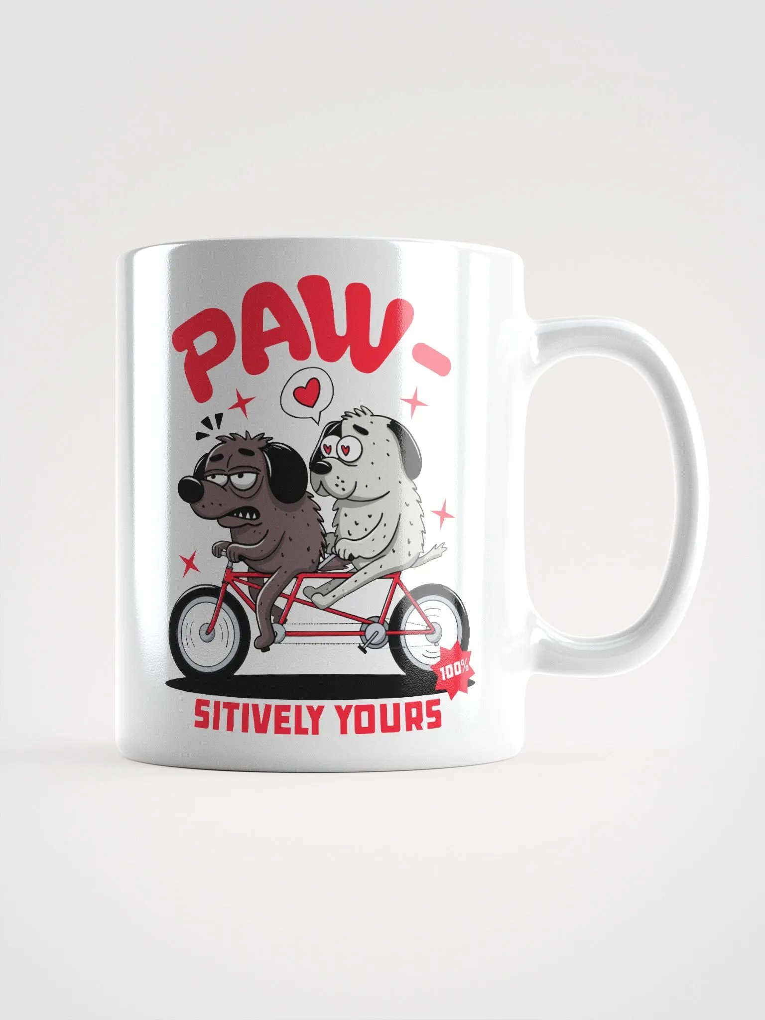 Paw-sitively Yours - Mug Cute Dog Tandem Bike Design product image (1)