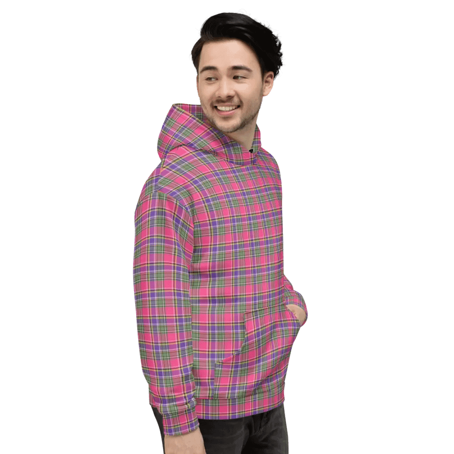 Pink and Purple Vintage Plaid Hoodie product image (5)