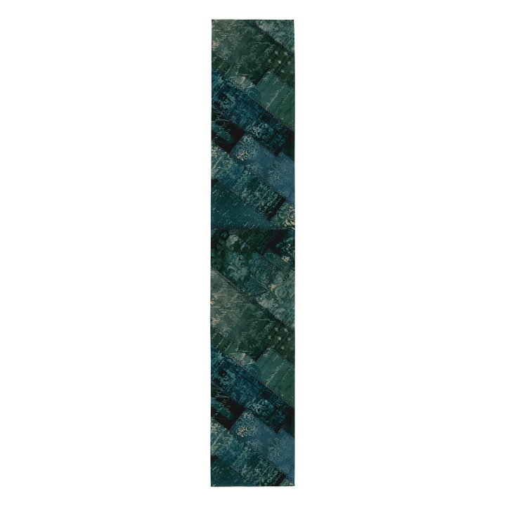 Table Runner Green Blue Vintage Script product image (1)