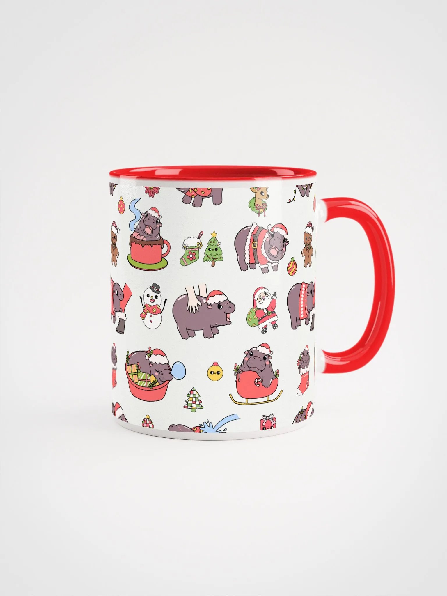 MOODENG'S CHRISTMAS CERAMIC MUG WITH COLOR INSIDE! product image (2)