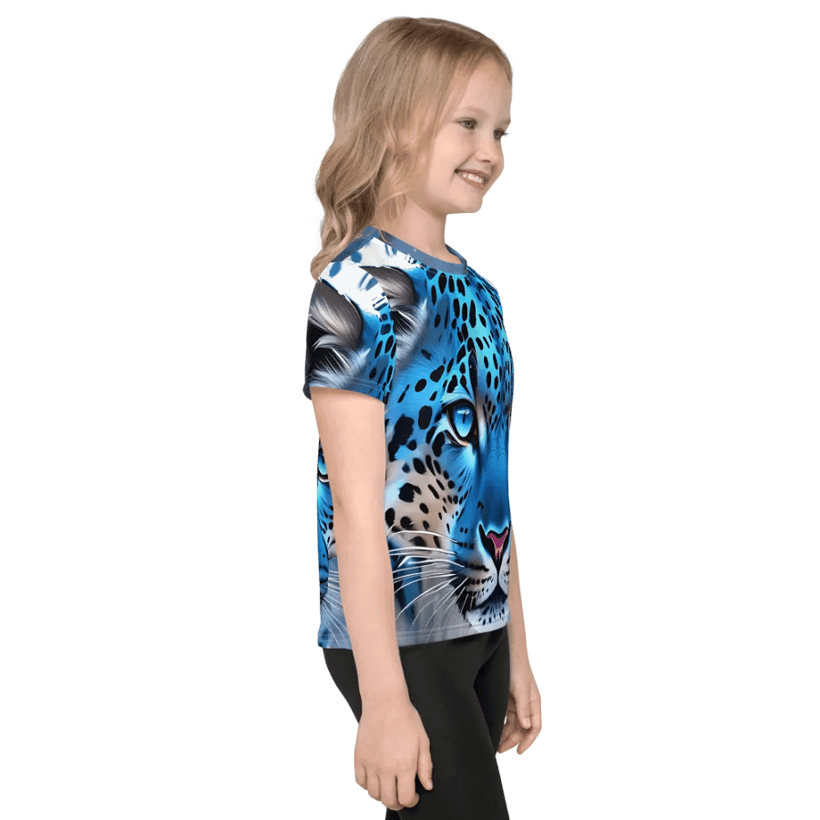 Electric Blue Leopard Kids T-Shirt product image (4)