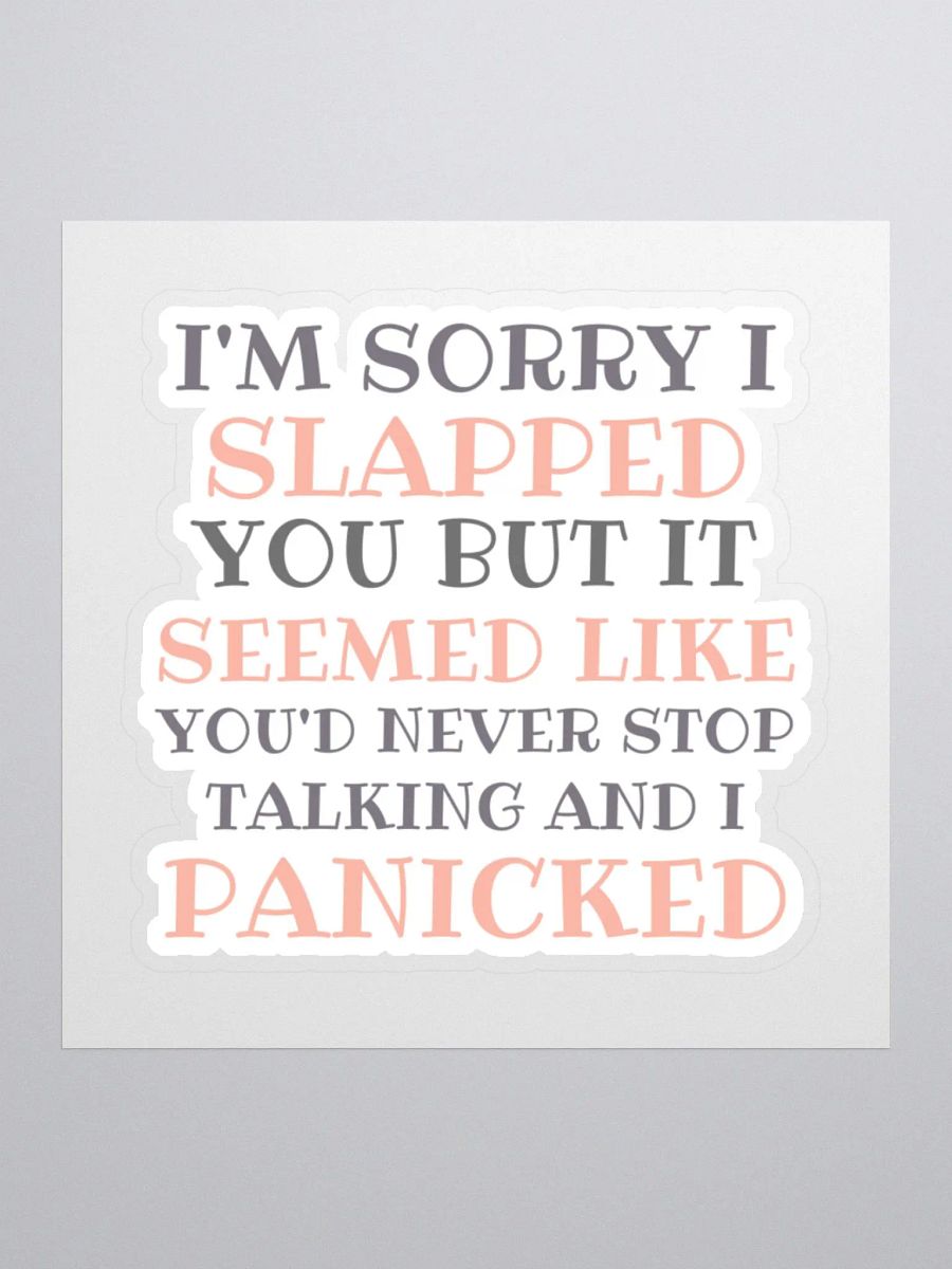 I'm Sorry I Slapped You But It Seemed Like You'd Never Stop Talking and I Panicked Sticker product image (2)
