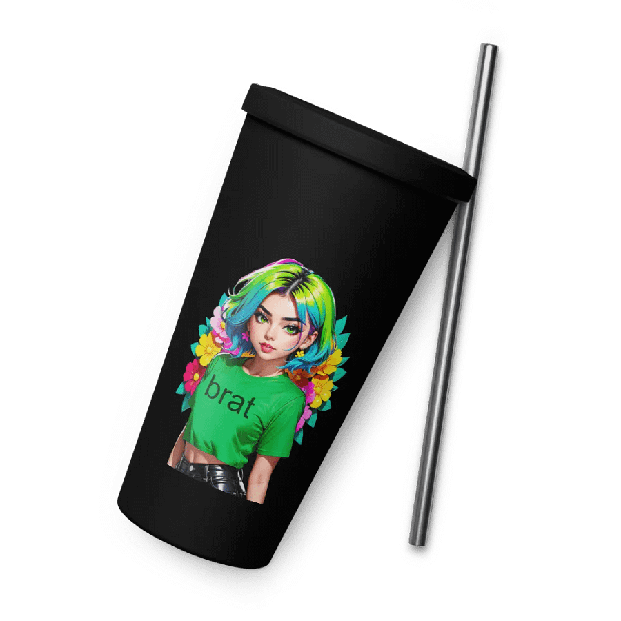 Brat 20 oz Tumbler Cup - Black - Insulated Tumbler with a Straw v1 product image (8)