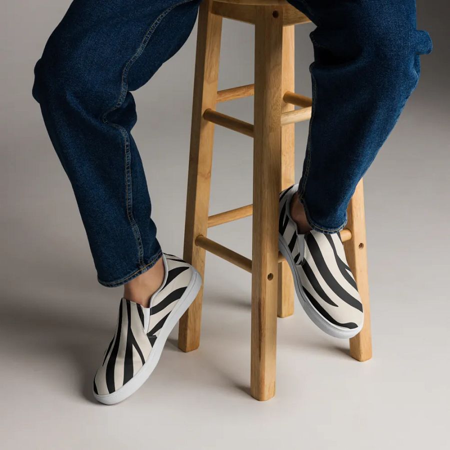 Zebra Stripes Men's Slip-On Canvas Shoes product image (2)