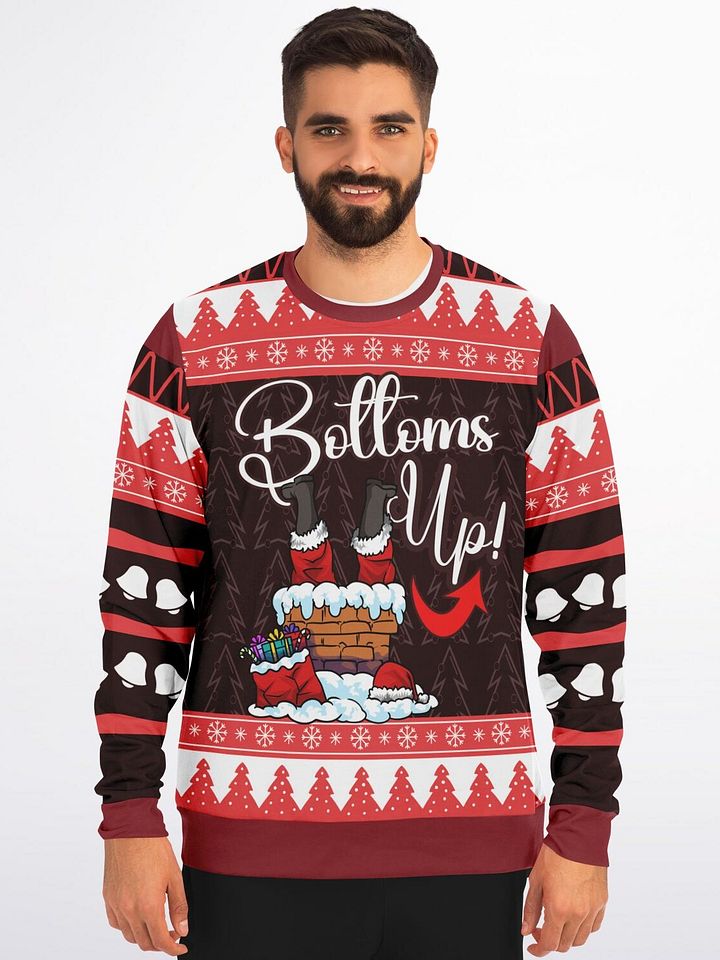Bottoms Up Santa Christmas Sweatshirt | Funny Stuck Santa Holiday Sweater | Ugly Christmas Party Winter Outfit product image (1)
