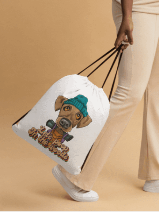 Drawstring Bag Camping Dog - lets poop in the woods product image (2)