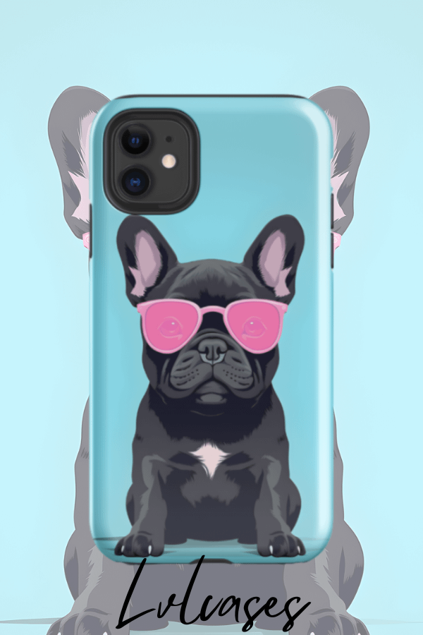 Frenchie with glasses Tough iPhone Case product image (2)