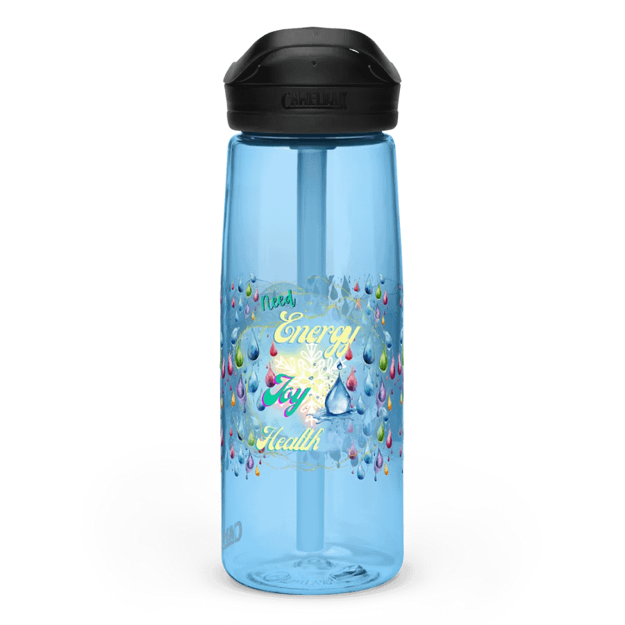 Camelback water bottle with beautiful swirly blue water drop splash and drops design featuring ' Need  Energy Love He product image (3)