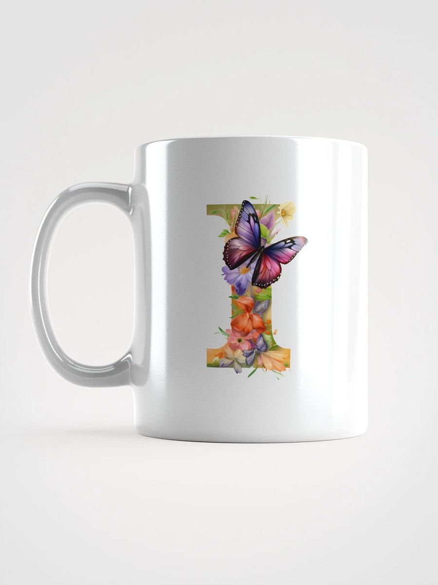 Letter I Monogram Floral Fantasy White Glossy Mug product image (18)