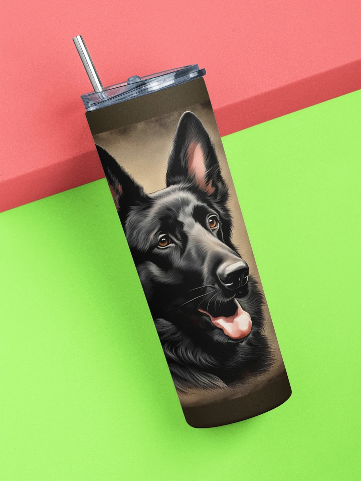 Black German Shepherd Stainless Steel Tumbler With Straw product image (1)