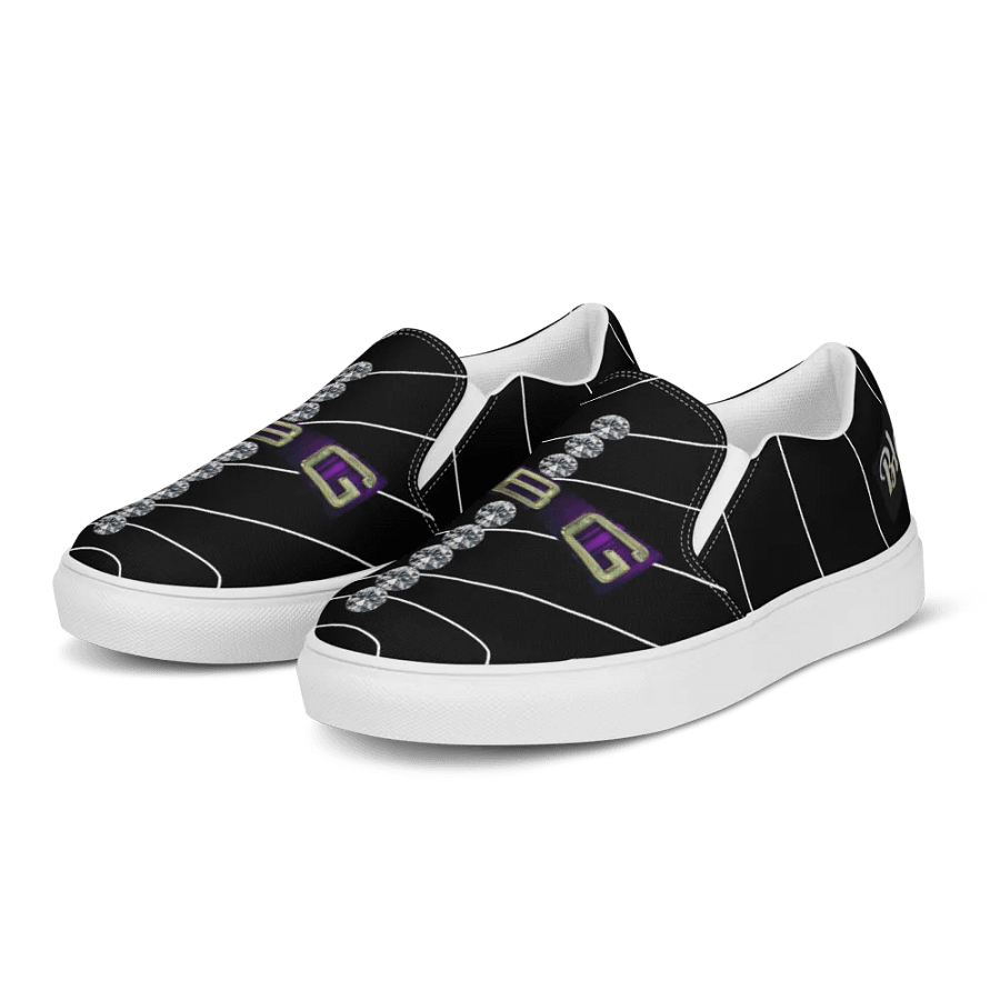 BBG Black Pinstripe Men's Diamond Cross Slip Ons product image (2)