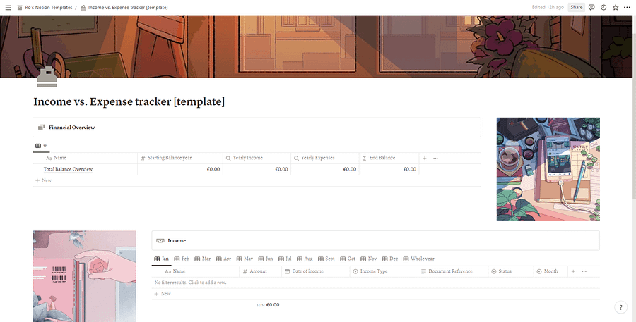 Notion Template: Simple to use Income vs. Expenses tracker product image (3)