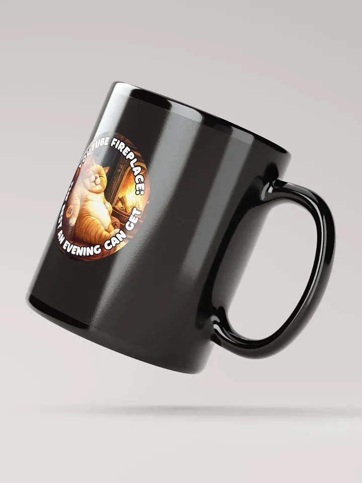 Cozy Cat - YouTube Fireplace: The Best an Evening Can Get | Black Glossy Mug product image (3)