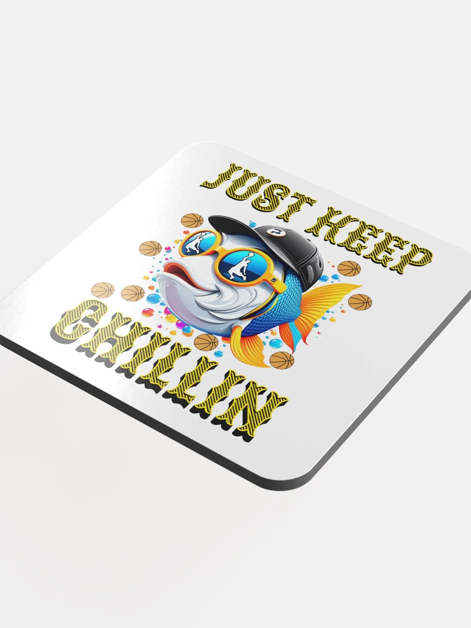 Just Keep Chillin Basketball Fish Cork Coaster product image (1)