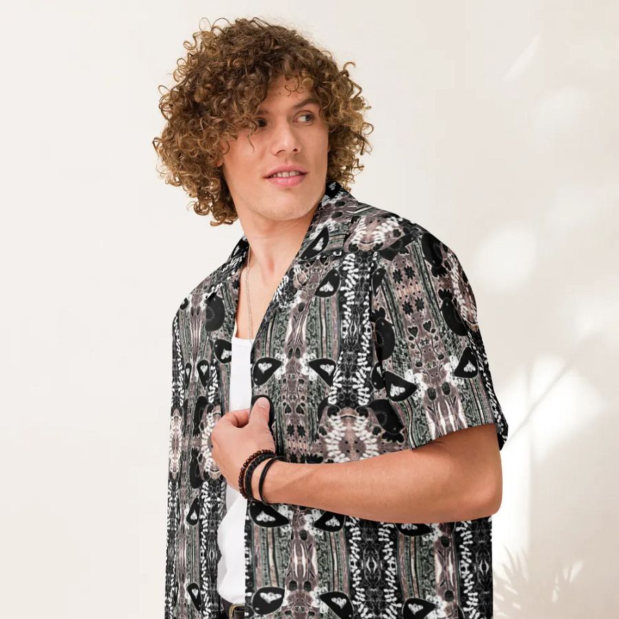 Abstract Floral Birds Unisex Hawaiian Shirt product image (7)