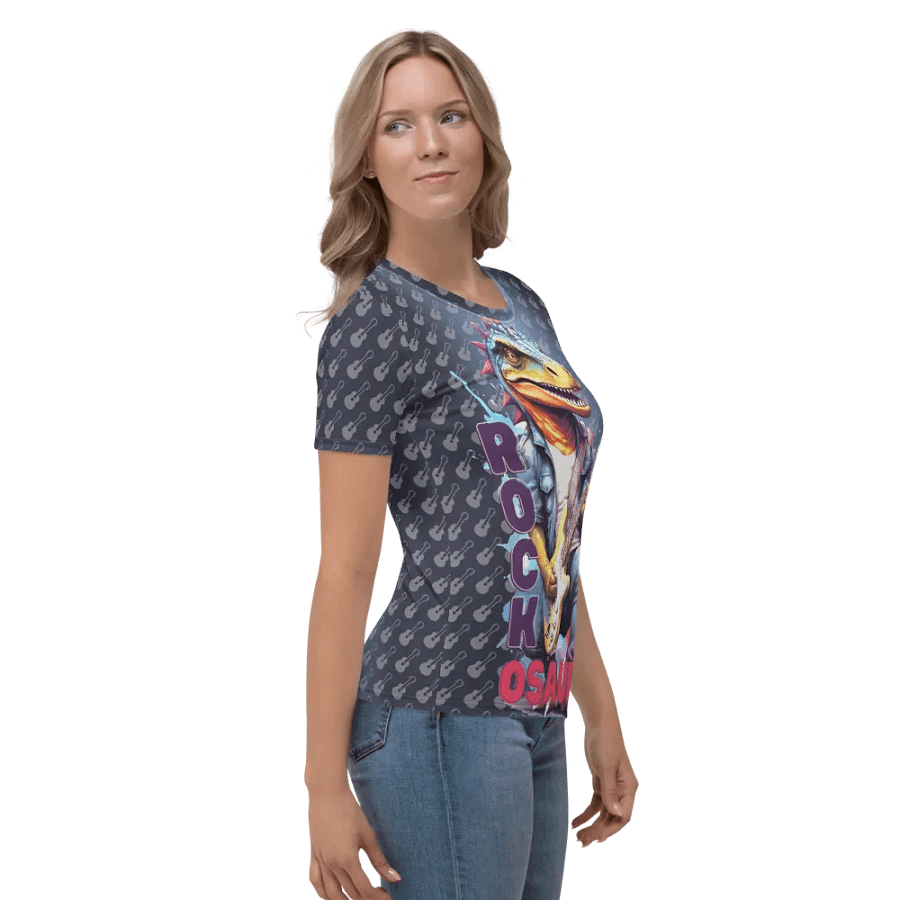 Rockosaurus Dinosaur Playing Guitar All Over Print T-shirt product image (5)