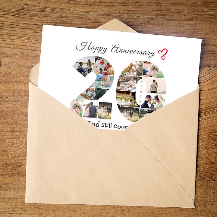 20 Year Anniversary Photo Card Editable Canva Template product image (2)