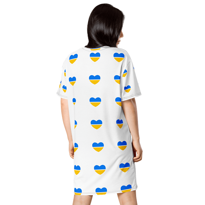TDS Women's Oversized Heart-Print T-Shirt Dress - Blue & Yellow product image (2)