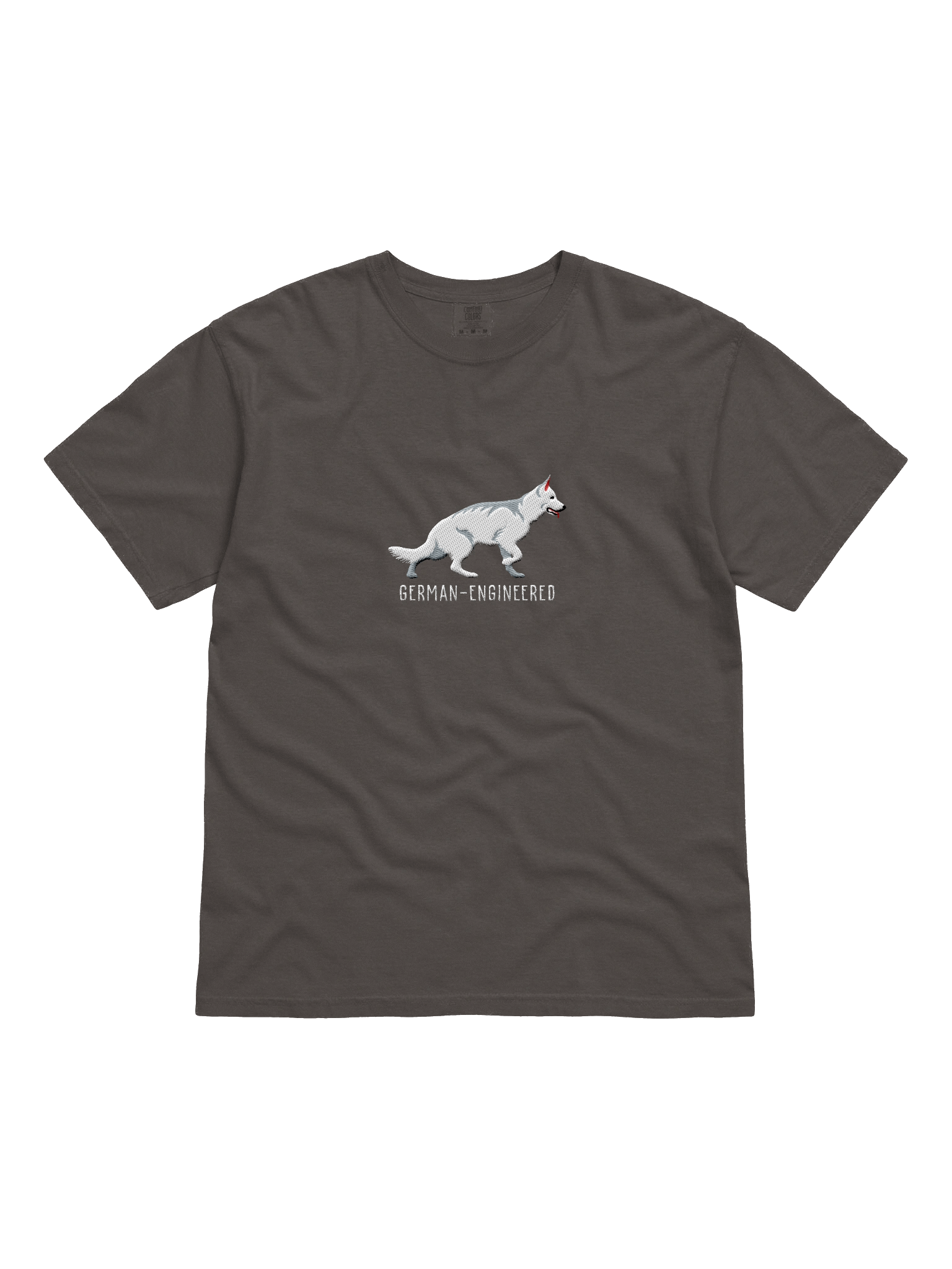 German-Engineered T-Shirt(Embroidered) of a German Shepherd(White) product image (1)