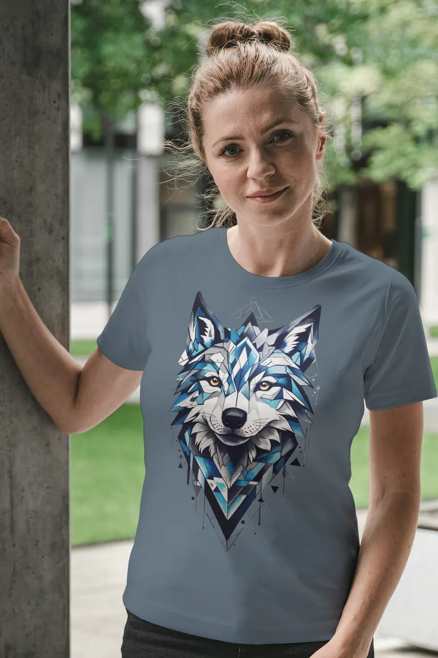Geometric wolf hot sale t shirt