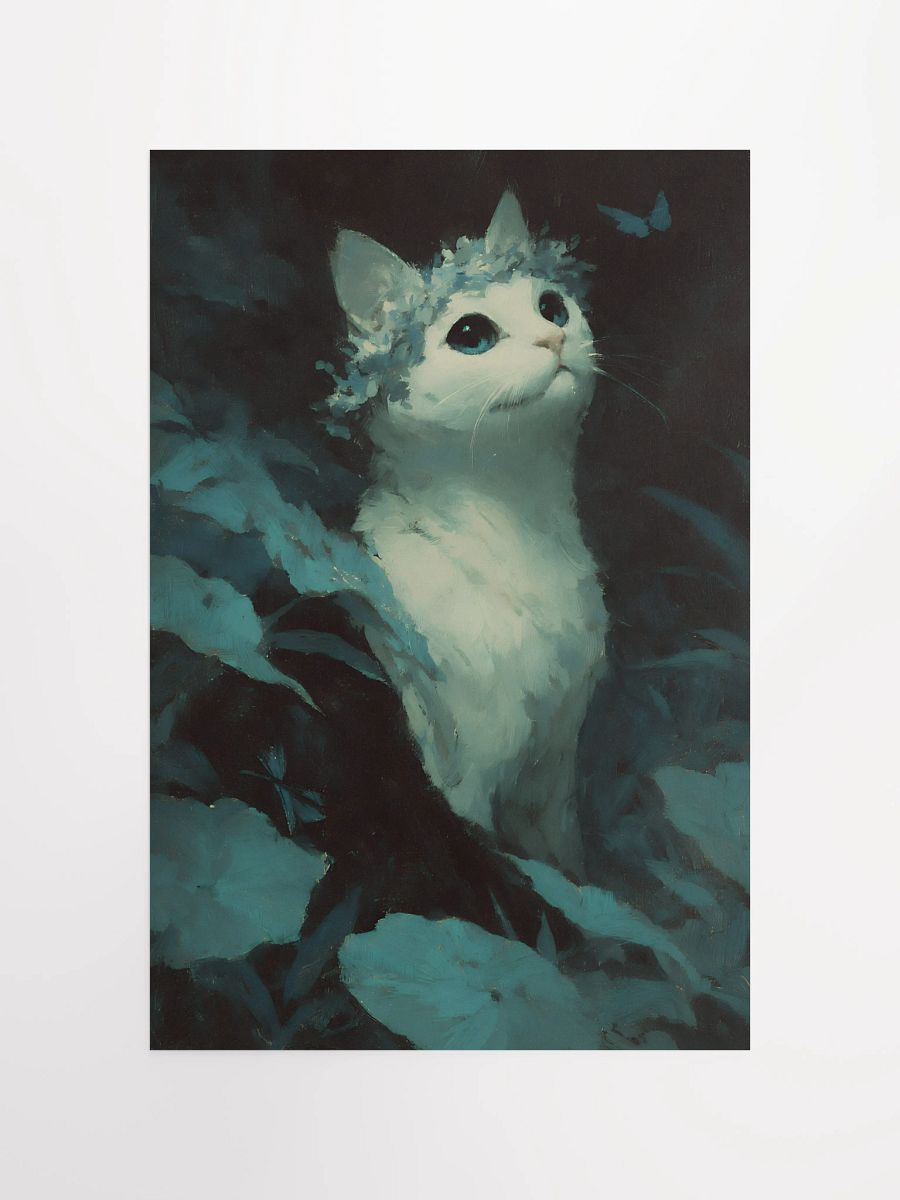 Dreamy Blue Cat and Butterfly Poster product image (7)