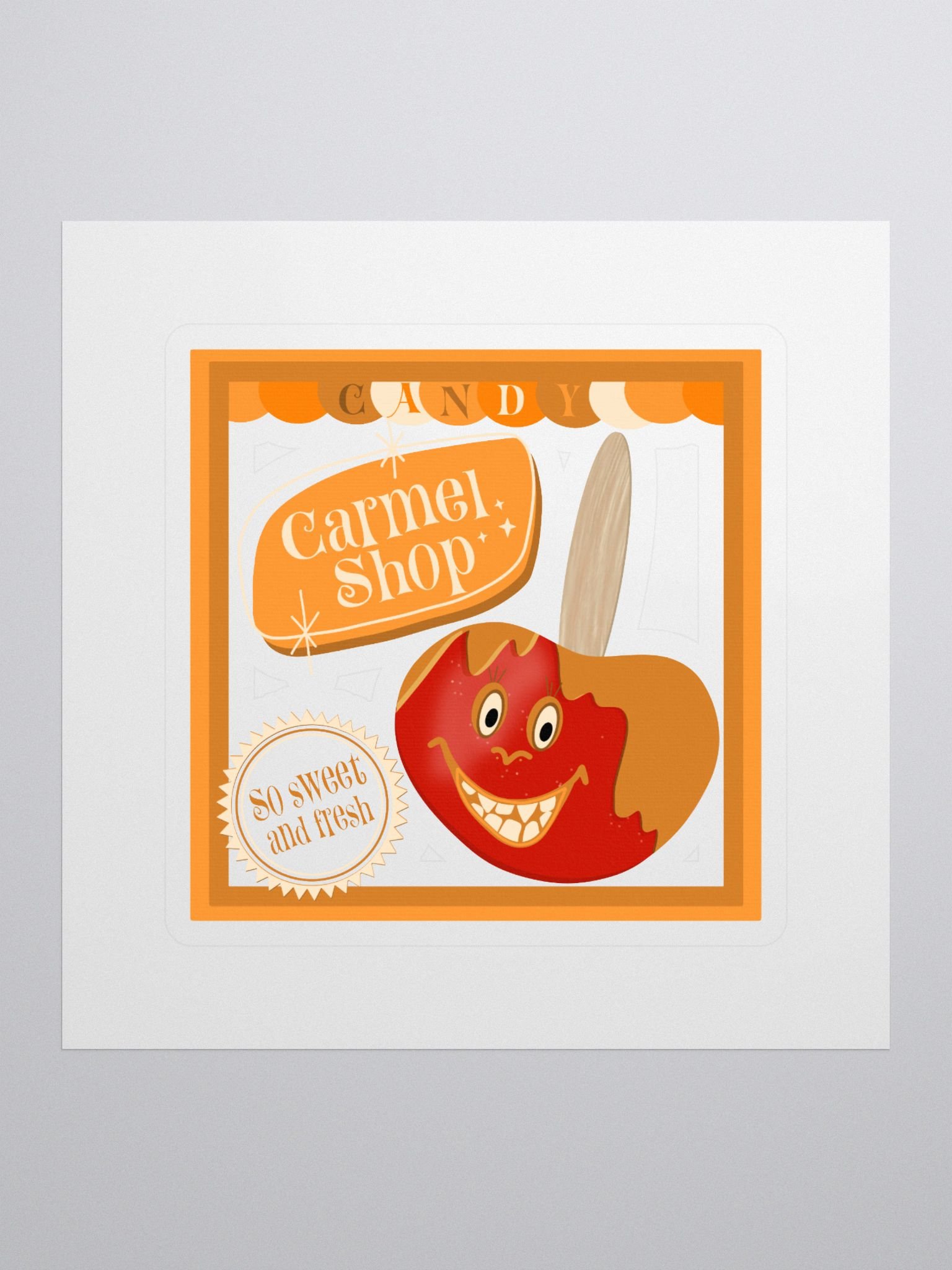 Retro Caramel Apple Candy Shop – Kiss Cut Stickers product image (1)