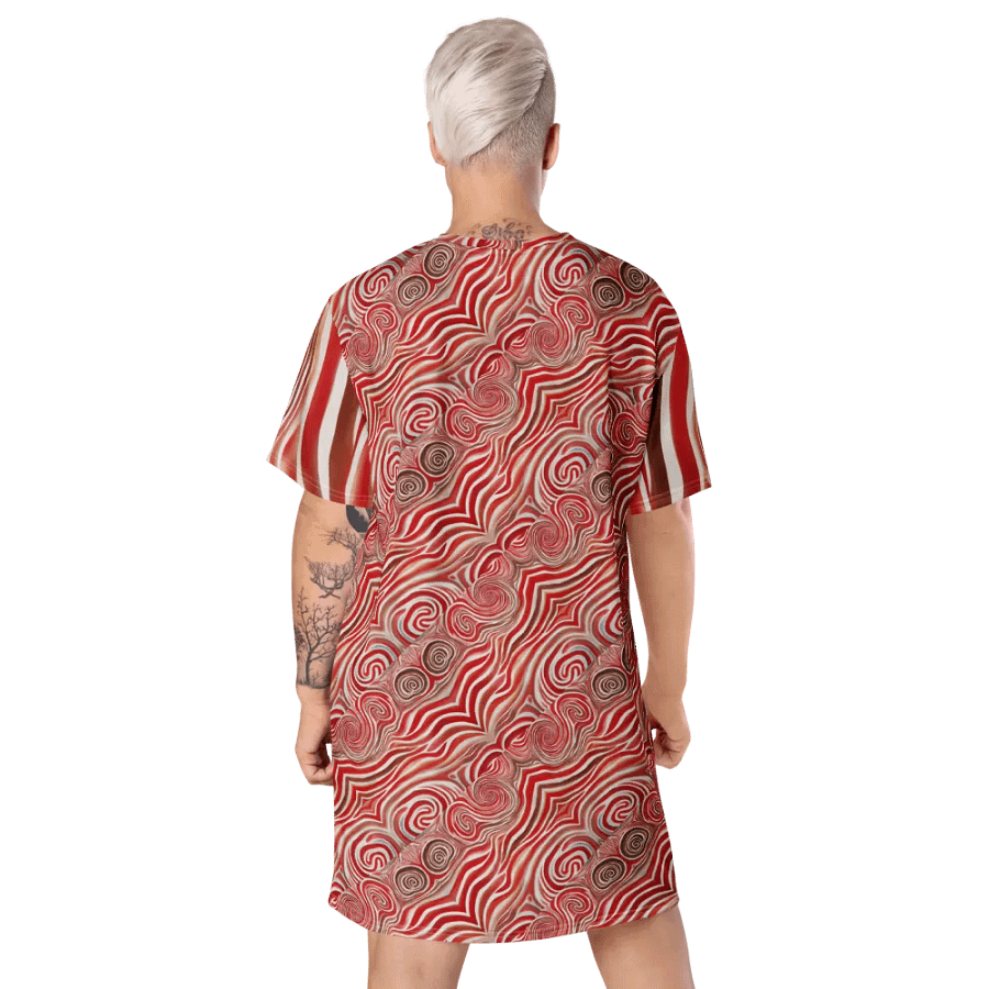 Funky Red Liquid Tie-Dye Explosion T-shirt Dress product image (5)