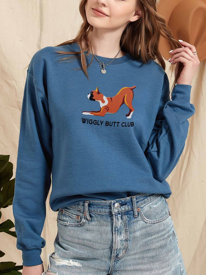Wiggly Butt Club Sweatshirt (Embroidered) of a Boxer product image (2)