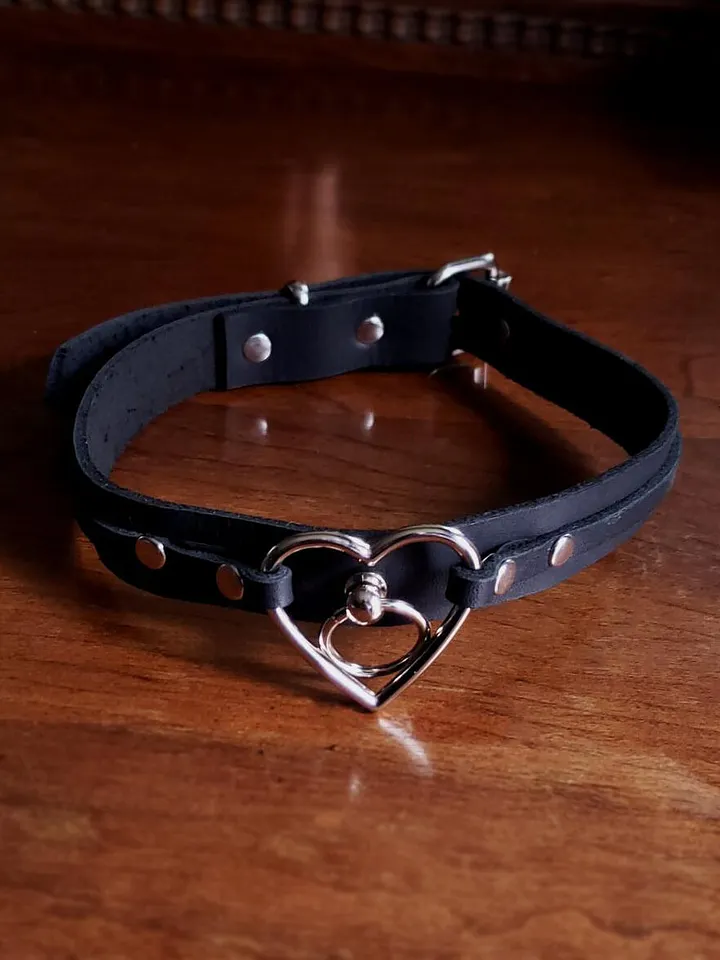 Black and silver heart collar (custom order) product image (2)