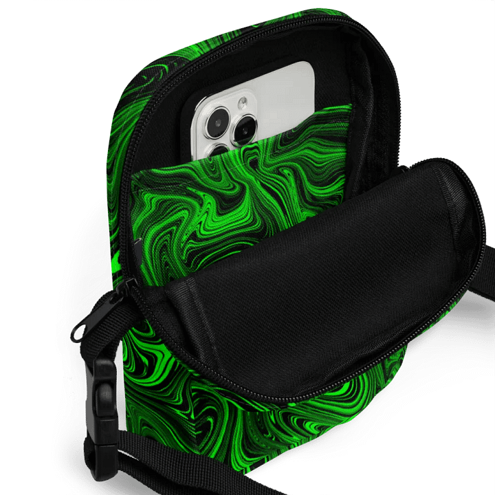 Utility Crossbody Bag - Green and Black Fluid Swirls product image (2)