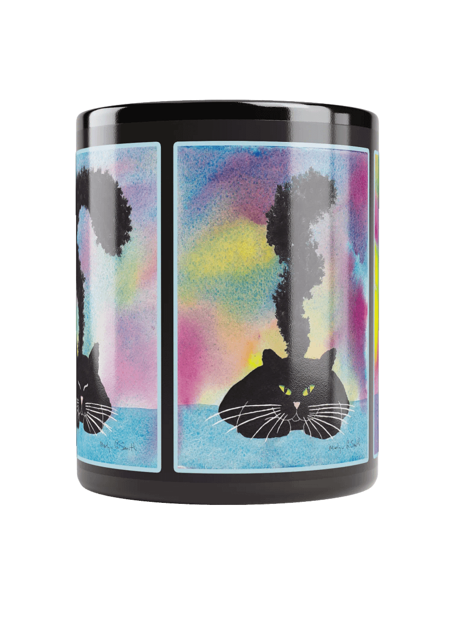 Black Kitty Coming to Full Attention on Black Ceramic Mug product image (2)