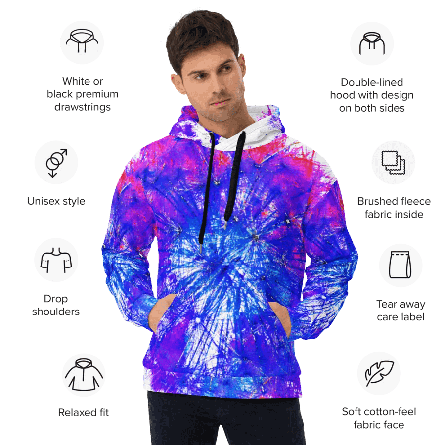 Abstract Bright Neon Dandelion Seeds Unisex Pull Over Hoodie product image (5)