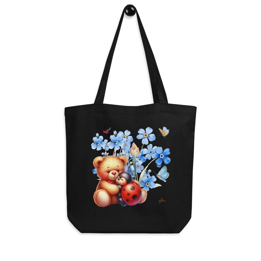 Forget-Me-Not Whispers Teddy Bear Tote Bag – Organic Cotton Twill, Floral Design with Teddy Bear & Ladybug, Eco-Friendly Bag product image (7)