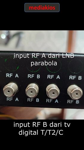 Tuner AB, input A dari LNB parabola dvb-s/s2 dan input B dari tv digital dvb-c/t/t2.