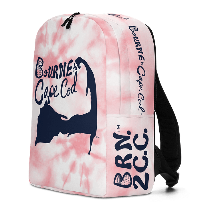 BOURNE to Cape Cod™ | Backpack | BRN.2C.C.™ | Coastal Carryall | Minimalist Style, Maximum Vibes | Navy Blue on Pink Tie-Dye🎒🌊 product image (2)